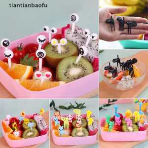 10 Pcs / 1 set Garpu Buah / Tusuk Gigi Buah / Dessert / Kue / Snack Mini Motif Kartun Hewan Untuk Dekorasi Pesta J09