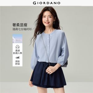 Giordano Beau Monde Women Round neck 3/4 raglan sleeve blouse Free Shipping 13346617