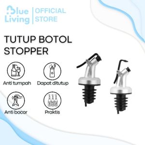 Tutup Botol Stopper Dispenser Multifungsi Penuang Minyak Tutup Botol Minyak Kecap Sirup Tutup Wine Stopper Bottle Auto Flip Blue Living