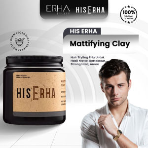 HIS ERHA Pomade Rambut Pria Mattifying Clay 120 gr - Pomade Premium - Tampilan Stylish & Natural