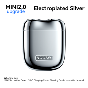 yoose Mini Shaver Portable Electric Razor for Man Travel Beard Face with Leather Case Waterproof Detachable Head Wet & Dry Gift Box