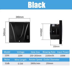 OEM 10 "exhaust fan with cover free speed switch powerful kitchen clamshell ventilator