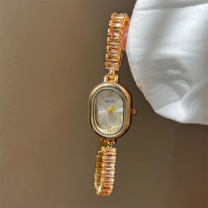 MAJESTICX Oval Dial Bracelet Watch Hidden Buckle Design Elegant Quartz Watch Vintage Gift Wristwatch for Women