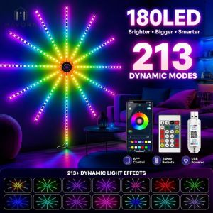Firework Led Strip Lights Rgbic Music Sync App Remote Control Usb Party Christmas Decor