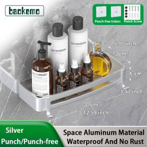 Baokemo Bathroom Storage Hardware Storage Rack Toilet Rack Wall Mounted Shower Shelf Free Punch Corner Rack Shelving Kitcheen Bathroom Accessories