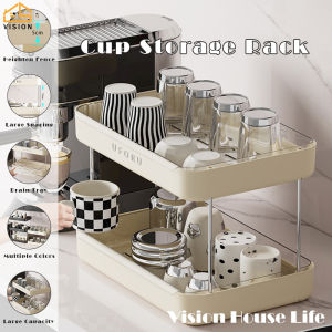Vision Multi-layer Cup Storage Rack Household Tea Bags Capsule Coffee Storage Cabinet Office Cup Storage Shelves Countertop Organizer for Bathroom and Vanity