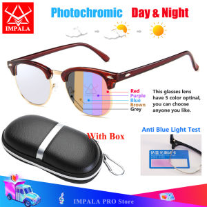 IMPALA FL1853L Fashion Photochromic Sunglasses for Men and Women Anti Blue Light UV Protective Eyewear with Box