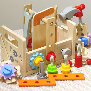 Wooden toy repair tool kit screwdriver nut removal and installation portable tool bench early education and educational toy for baby boys