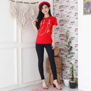 Kaos Slimfit Wanita Cewek Print Its Ok - Polo Exchange Katun Combed - 10004