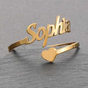 Cincin Ukir Nama Sendiri Titanium Motif Love Gold Anti Karat