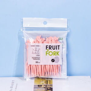 50pcs/bag Fruit Fork Disposable Plastic Household Creative Fruit Stick Cake Dessert Fork Toothpick Fruit Buffet Bar Fork