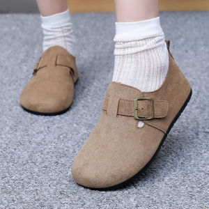 Free Shipping Thick-Soled 3Cm Height-Increasing Slip-On Retro Mom Shoes For Women Suitable For Spring And Autumn With A Round Toe And A Beaded Design