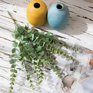 12pcs Artificial Eucalyptus Stems and Leaves Home Decoration Wedding Flower Arrangement Fake Green Plants Retro Gold Leaf Flowers