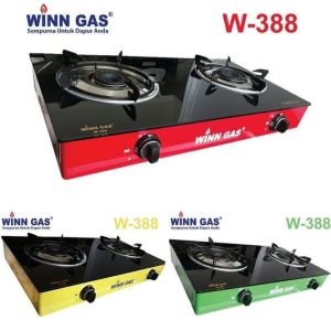 Winn Gas Kompor Gas Kaca / Kompor Tanam Kaca 2 Tungku - W388 - FREE ONGKIR Jabodetabek