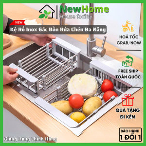 Kệ Rổ Inox Gác Bồn Rửa Chén Bát Đa Năng Chất Liệu Inox 304 Không Gỉ Có Thể Điều Chỉnh Kích Thước.