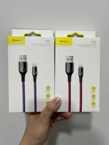 Baseus LED Lighting Smart Power USB Cable For IPhone XS Max XR X 8 7 Plus SE Auto Disconnect 2.4A Fast Charging Cable