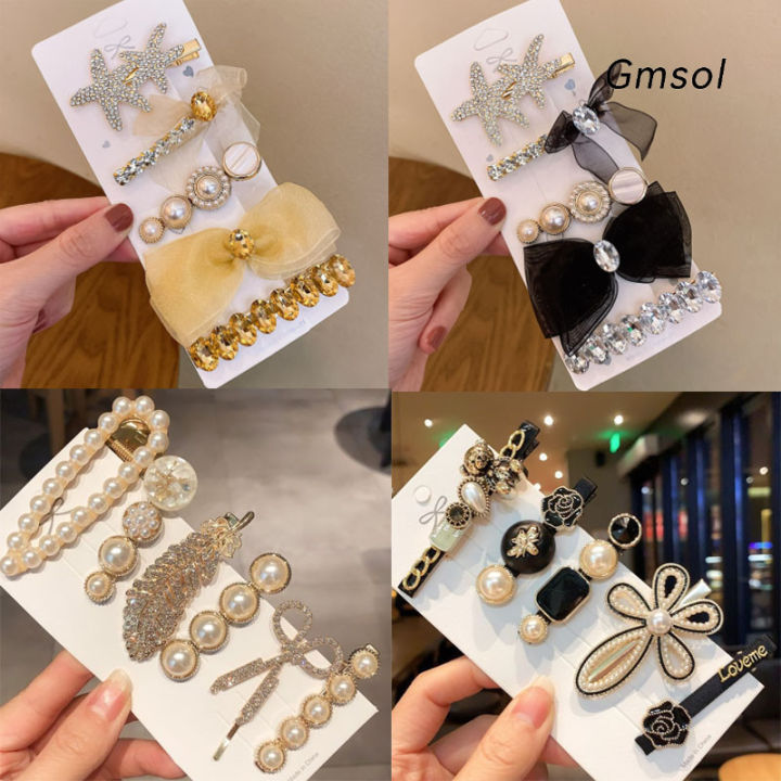 Crystal Hair Clip Set for Women Pearl Fashion Barrette Accessories