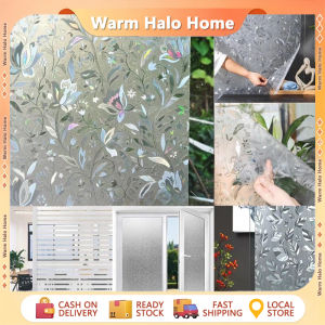 Decorative Electrostatic Film Removable Anti-UV Window Stained Glass Sticker Glue-free Electrostatic Frosted Glass Film Privacy Film 3D Tulip Glass Window Film 45CM*100CM