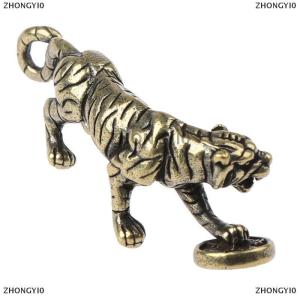 [COD] ZHONGYI0 Brass Tiger Statue Ornament Chinese Zodiac Tiger Office Desk Decoration Pendant