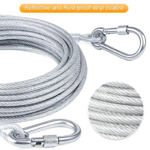 [ezrae Libun] 3-10M Double-Headed Dog Tie Out Cable Leash Raction Rope Metal Buckle Steel Wire Anti-Rust Training Collar Outdoor Dogs Strap