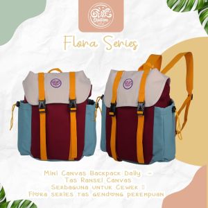 Tas Wanita Terbaru 2023 Gaya Ransel dan Korean Style yang Viral di TikTok dan Cocok untuk Sekolah Mini Canvas Backpack Daily Tas Ransel Canvas Serbaguna untuk Cewek Flora series Cream Maroon