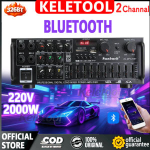 AV-326BT Sound Amplifiers Bluetooth Digital Amplifier for Home Car 2 Channel HiFi Stereo AMP FM USB