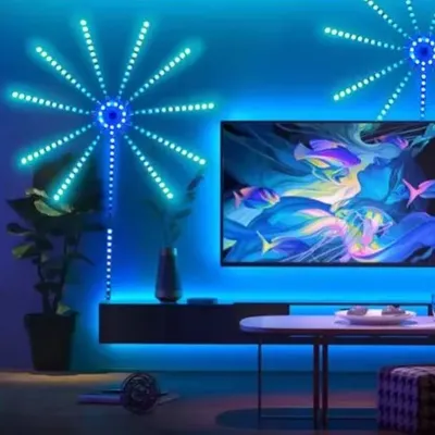 Đèn Led Pháo Hoa Chỉnh APP Trang Trí Noel TẾT Led Pháo Hoa Dán Tường Cảm Biến Âm Thanh
