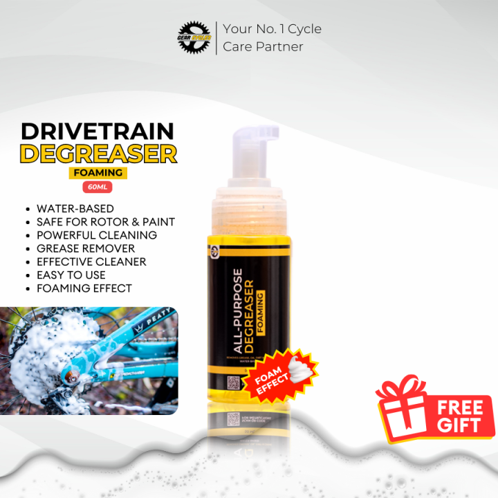 Gear Cycles Drivetrain Degreaser FOAMING 60ml Chain Cassette Cogs Sprocket RD FD Cleaner Grease Remover Foam Effect Water Based Rotor Safe Powerful Cleaning Bike Bicycle MTB Road Bike Mountain