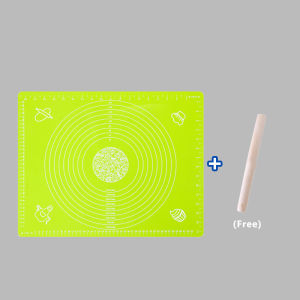 Silicone Baking Mat with Rolling Pin Non-Stick Baking Pastry Mat Measurement Cake Kneading Mat