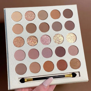 25 Colors Cream Elf Eyeshadow Palette Waterproof Brightening Blush Pearlescent Matte Glitter Eyeshadow With Brush