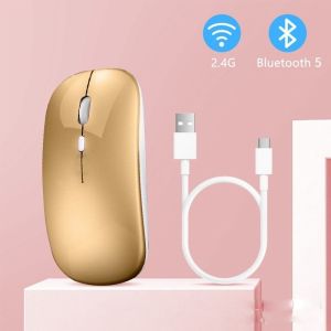 Wireless Bluetooth Mouse For iPad/laptop Bluetooth Mouse 2.4GHz Wireless Optical Rechargeable Mice Ultra-Thin Silent Mouse for PC/Laptop/Phone/Tablet 4.