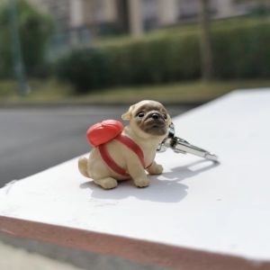 JJT Cartoon Adorable Holding Branches Kitten Key Buckle Cute Three-Dimensional Corgi Puppy Pendant Men and Women School Bag Bag Charm