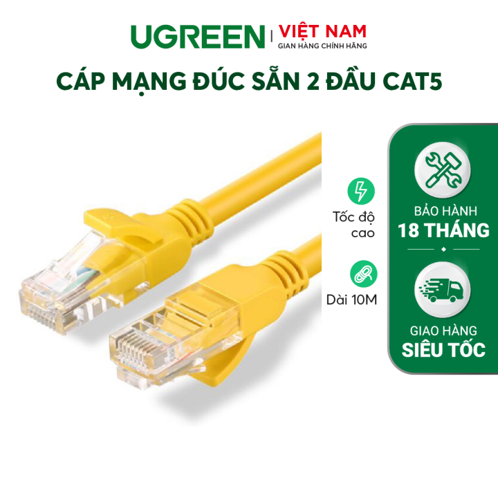 Cáp mạng UGREEN NW103 | 2 đầu đúc sẵn 2 đầu Cat 5 dài 1-10M | Tốc độ ...