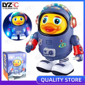 LYZRC Childrens Space Duck Dancing Robot with Light Music Cartoon Funny Walking Musical Educational Toys Christmas Gifts for Boy Girl