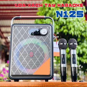 [ Thanh Lý 24H ] Loa Xách Tay Karaoke N125 Bass20 Đèn LED Nhiều Màu Kèm 2 Micro Karaoke Kết Nối Bluetooth 5.0 USB AUX Thẻ Nhớ Cổng Micro OTG Sạc DC15V