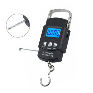 Portable Electronic Scale LCD Digital Display Night Vision Function Belt Scale With Hook Tape Measure Luggage Weighing Maximum Weight 50Kg