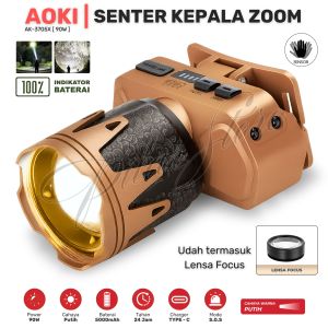 Senter Kepala Zoom 90W AOKI AK-3705X Design PyroDrake | Headlamp Led Laser [ Sensor Gerak ] - Cahaya Putih Dan Kuning Super Terang - Recharger Type-c -  Bisa Menyulut Api - 3 Warna Cahaya - Tahan 24Jam - Baterai Litihum 5000mAh