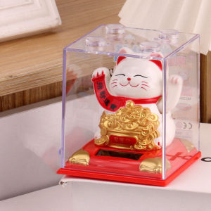 Mèo Thần Tài Vẫy Tay Để Xe Thêm May Mắn Kèm Hộp Mica Trong Suốt Mèo Chiêu Tài Luckycat Trang Trí Bàn Thu Hút Tài Lộc. - BUMSTORE