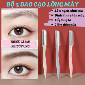 DAO CẠO MÀY SIÊU NHỎ – AN TOÀN CHO DA NHẠY CẢM -BỘ DAO CẠO LÔNG MÀY CÓ NẮP – TIỆN DỤNG & NHẸ NHÀNG ✨ BỘ 3 DAO CẠO LÔNG MÀY MINI – NHỎ GỌN AN TOÀN DỄ DÙNG