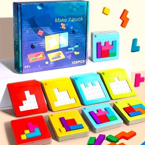 Wooden Shape Matching Board Game – Educational Logic Puzzle Toy for Kids Parent-Child Interactive Learning Multicolor Gift for Christmas & Birthdays