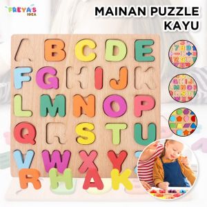 FR-M313 Mainan Edukasi Anak Puzzle Kayu 3D Huruf Angka dan Bangun Datar / Puzzle Alphabet Mainan Kayu Anak / Wooden Toys ABC Kids
