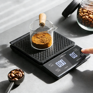 Lahome Electric Coffee Scale Digital Kitchen Food Weighing Scales With Timer Tare 3KG Professional Touch Screen LED Display For Pour Over Espresso Drip Coffee Baking Cooking