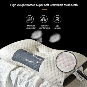【COD/on sale】Cervical neck pillow Ergonomic pillows for sleeping adult Traction Release pillow Knitted Cotton Orthopedic Pillow Soy Fiber Pillow Repair Sleep Aid Pillow Healthy And Comfortable Pillow for Home Office