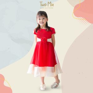 Two Mix Baju Anak Perempuan Bahan Satin - Dress Anak Perempuan Fashion Usia 1-12 Tahun 4251-4346