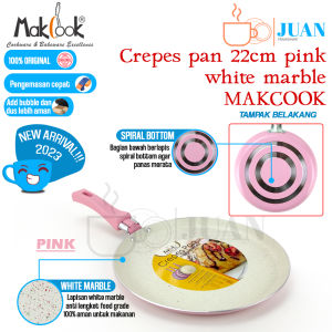 NEW MAKCOOK crepes pan 25cm pastel pinkwhite marble series / wajan walik anti lengket / panci pembuat kulit risol