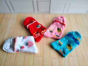 (bayar di tempat)3 pasang kaos kaki anak cewek umur 5- 10 tahun/kaos kaki pendek motif strobery /kaos kaki anak perempuan termurah