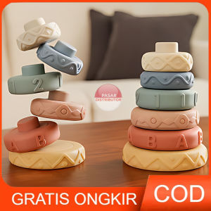 Mainan Anak STACKED CIRCLE EDUCATIONAL 1019 Mainan Edukasi Stacking Silikon Susun Montessori Teether