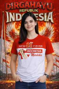 KAOS KATUN 28S/kaos 17 agustus 45/HUT 81/TANGAN PENDEK/TANGAN PEGANG BENDERA