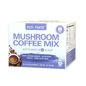 ECO-TASTE Mushroom Coffee Mix 7 in 1 with Ginkgo Lions Mane Alpha-GPC Bacopa PS L-Theanine – 12 Sachets