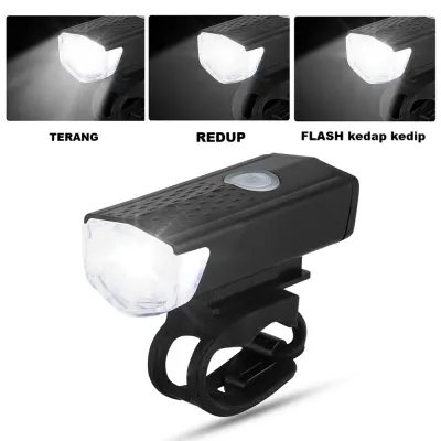 Lampu Depan Sepeda LED Varian LED Varian Hitam Putih Anti Air Dapat Disi ulang USB Cahaya Terang